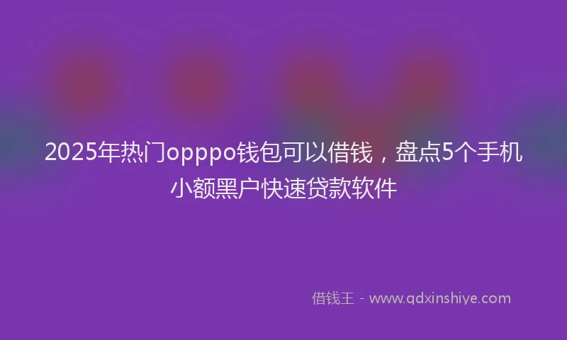 2025年热门opppo钱包可以借钱，盘点5个手机小额黑户快速贷款软件