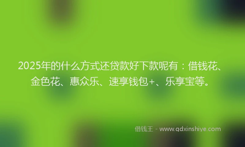 2025年的什么方式还贷款好下款呢有：借钱花、金色花、惠众乐、速享钱包+、乐享宝等。