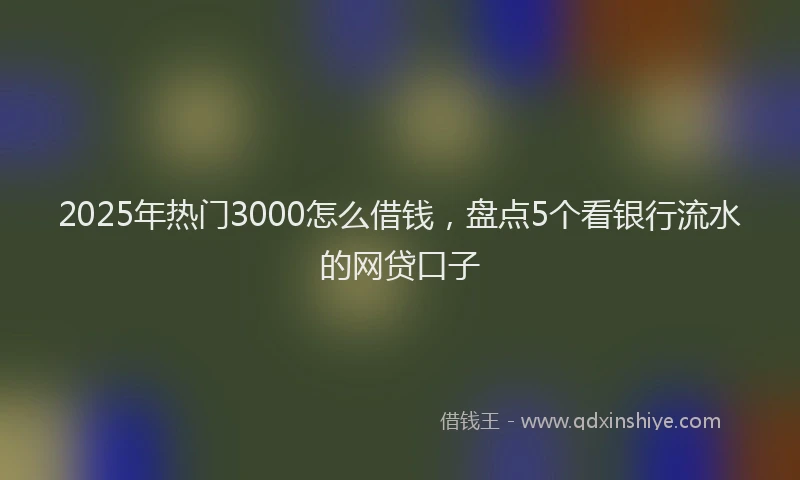 2025年热门3000怎么借钱，盘点5个看银行流水的网贷口子