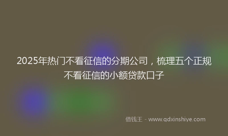 2025年热门不看征信的分期公司，梳理五个正规不看征信的小额贷款口子