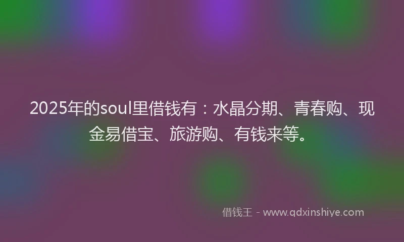 2025年的soul里借钱有：水晶分期、青春购、现金易借宝、旅游购、有钱来等。