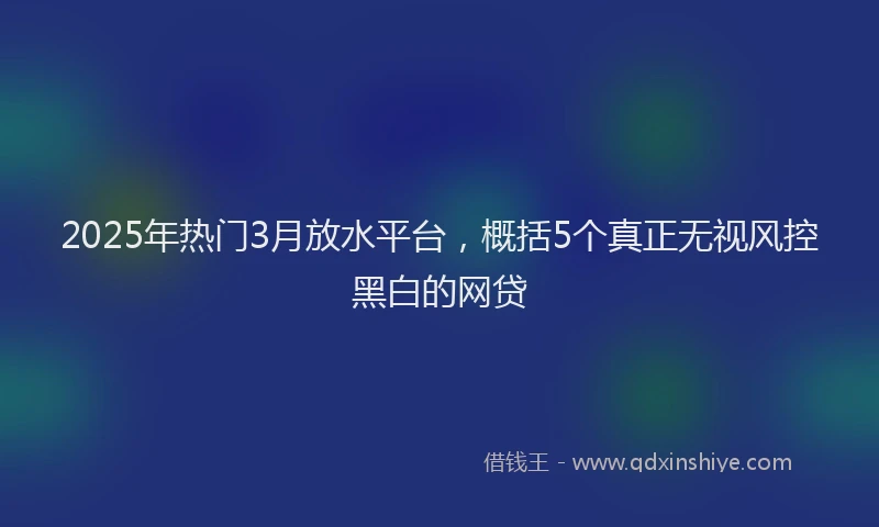 2025年热门3月放水平台，概括5个真正无视风控黑白的网贷