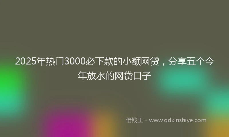 2025年热门3000必下款的小额网贷，分享五个今年放水的网贷口子