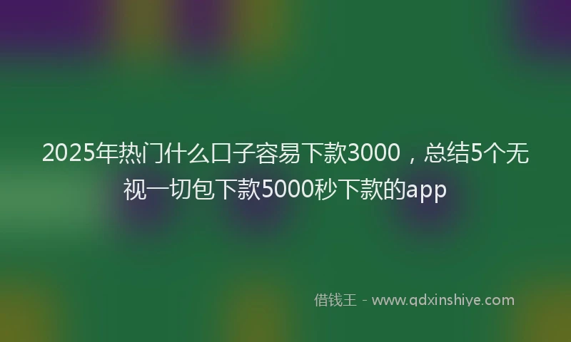 2025年热门什么口子容易下款3000，总结5个无视一切包下款5000秒下款的app