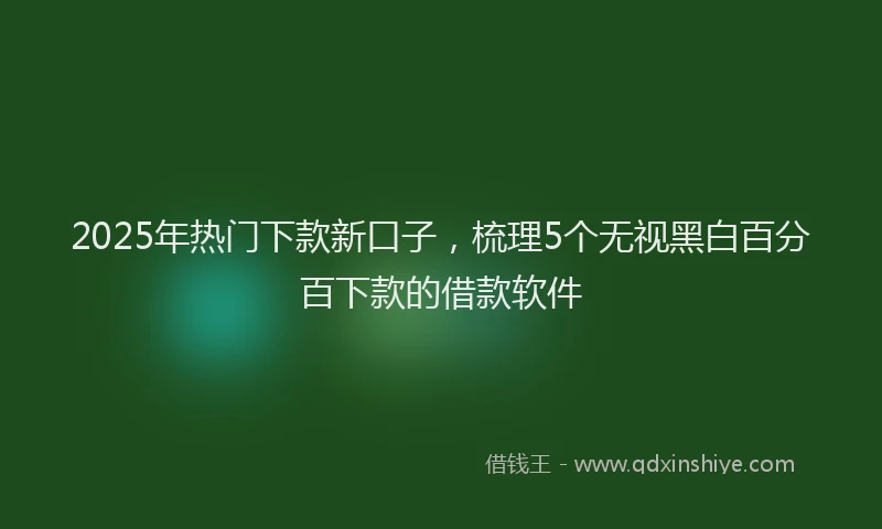 2025年热门下款新口子，梳理5个无视黑白百分百下款的借款软件