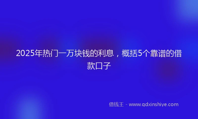 2025年热门一万块钱的利息，概括5个靠谱的借款口子