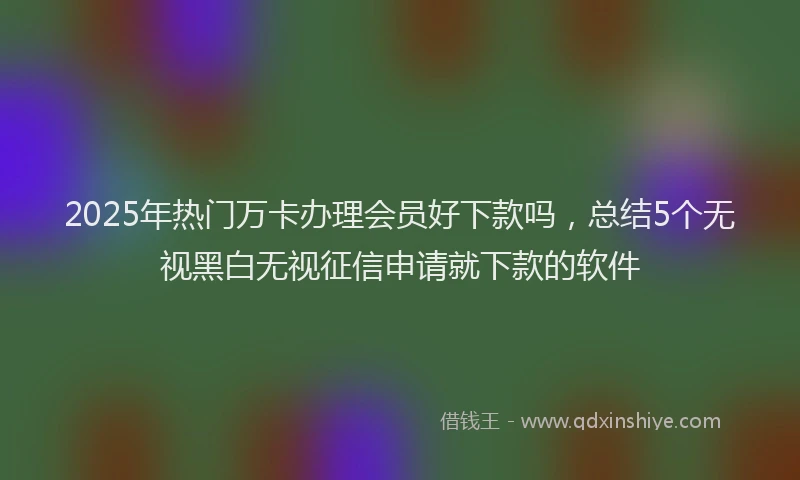 2025年热门万卡办理会员好下款吗，总结5个无视黑白无视征信申请就下款的软件