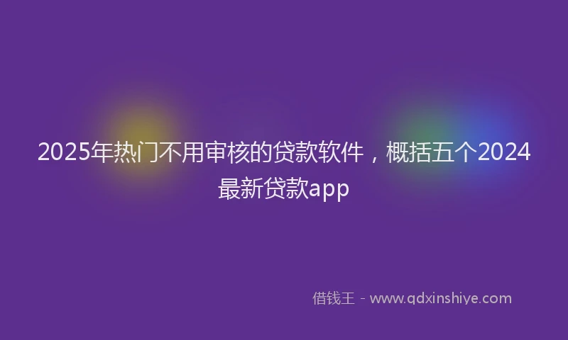 2025年热门不用审核的贷款软件，概括五个2024最新贷款app
