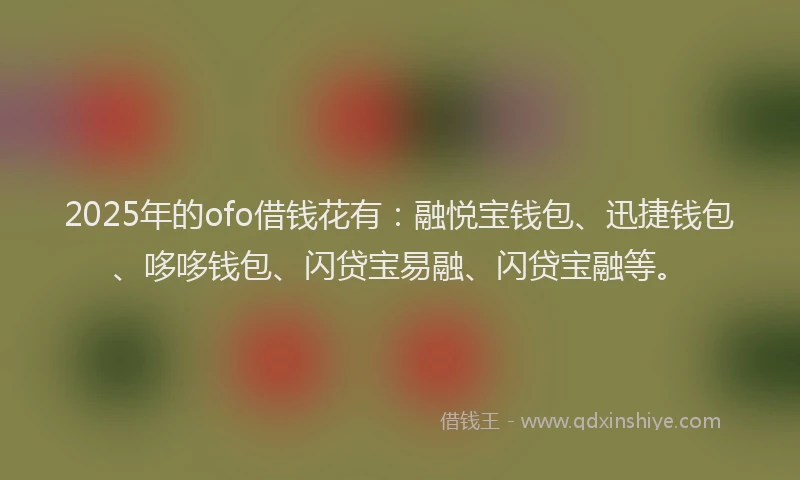 2025年的ofo借钱花有：融悦宝钱包、迅捷钱包、哆哆钱包、闪贷宝易融、闪贷宝融等。