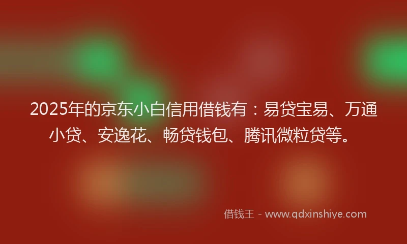 2025年的京东小白信用借钱有：易贷宝易、万通小贷、安逸花、畅贷钱包、腾讯微粒贷等。