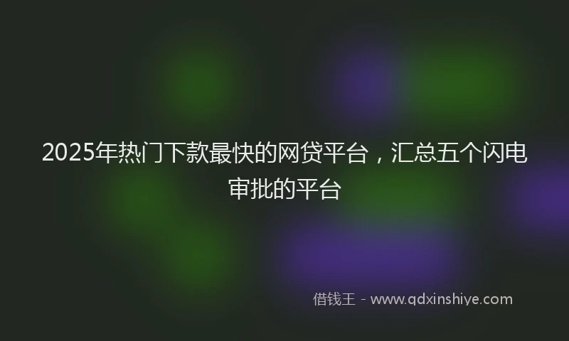 2025年热门下款最快的网贷平台，汇总五个闪电审批的平台