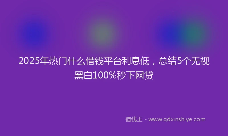 2025年热门什么借钱平台利息低，总结5个无视黑白100%秒下网贷