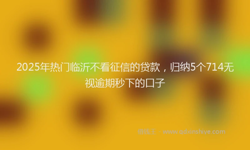 2025年热门临沂不看征信的贷款，归纳5个714无视逾期秒下的口子