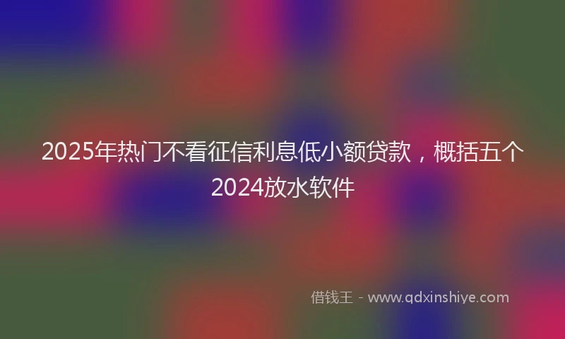 2025年热门不看征信利息低小额贷款，概括五个2024放水软件