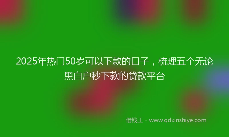 2025年热门50岁可以下款的口子，梳理五个无论黑白户秒下款的贷款平台