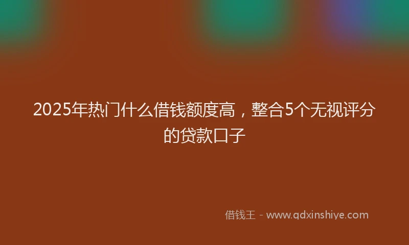 2025年热门什么借钱额度高，整合5个无视评分的贷款口子