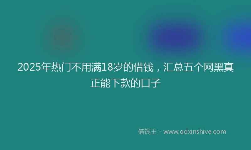 2025年热门不用满18岁的借钱，汇总五个网黑真正能下款的口子