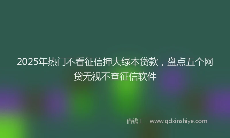 2025年热门不看征信押大绿本贷款，盘点五个网贷无视不查征信软件