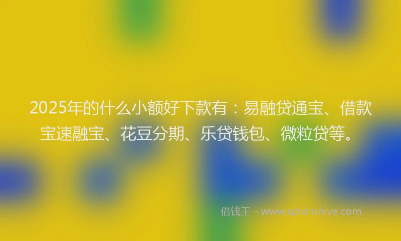 2025年的什么小额好下款有：易融贷通宝、借款宝速融宝、花豆分期、乐贷钱包、微粒贷等。