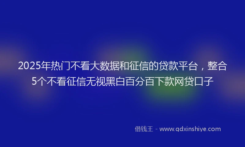 2025年热门不看大数据和征信的贷款平台，整合5个不看征信无视黑白百分百下款网贷口子
