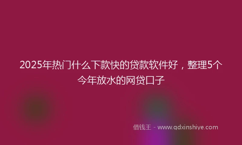 2025年热门什么下款快的贷款软件好，整理5个今年放水的网贷口子