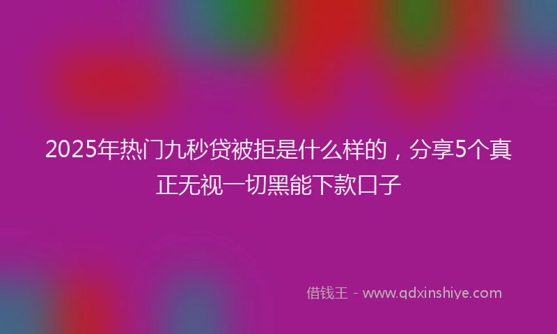 2025年热门九秒贷被拒是什么样的，分享5个真正无视一切黑能下款口子