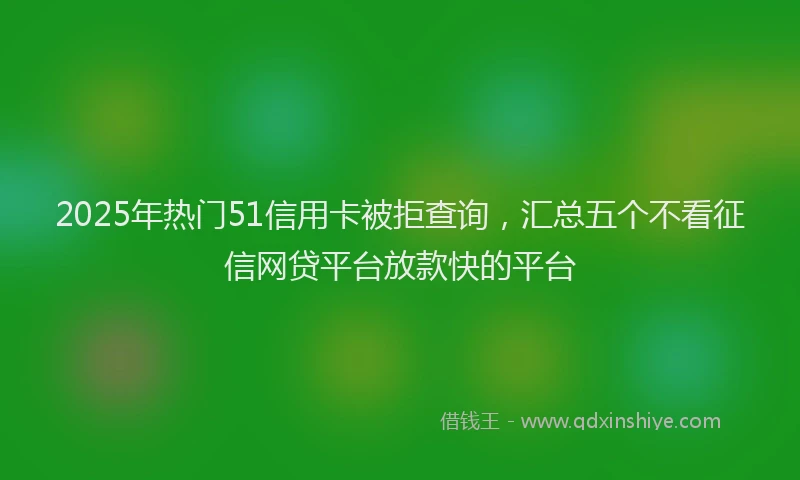 2025年热门51信用卡被拒查询，汇总五个不看征信网贷平台放款快的平台