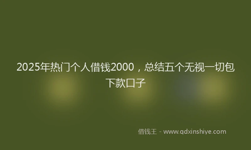 2025年热门个人借钱2000，总结五个无视一切包下款口子