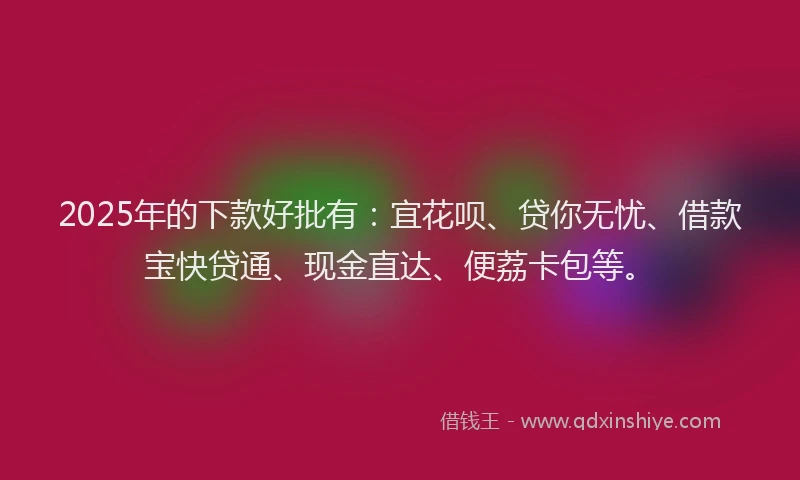 2025年的下款好批有：宜花呗、贷你无忧、借款宝快贷通、现金直达、便荔卡包等。