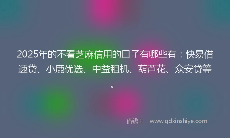 2025年的不看芝麻信用的口子有哪些有：快易借速贷、小鹿优选、中益租机、葫芦花、众安贷等。
