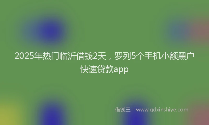 2025年热门临沂借钱2天，罗列5个手机小额黑户快速贷款app