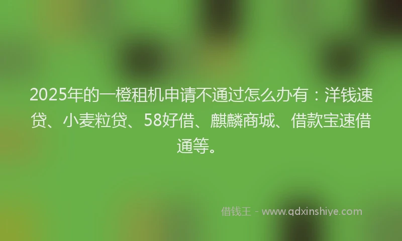 2025年的一橙租机申请不通过怎么办有：洋钱速贷、小麦粒贷、58好借、麒麟商城、借款宝速借通等。