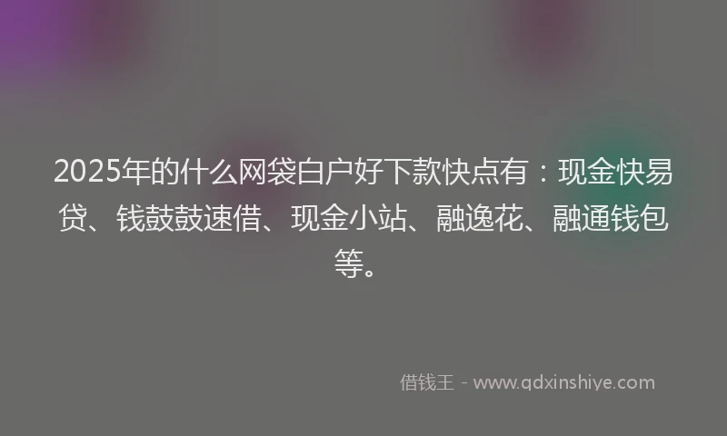 2025年的什么网袋白户好下款快点有：现金快易贷、钱鼓鼓速借、现金小站、融逸花、融通钱包等。
