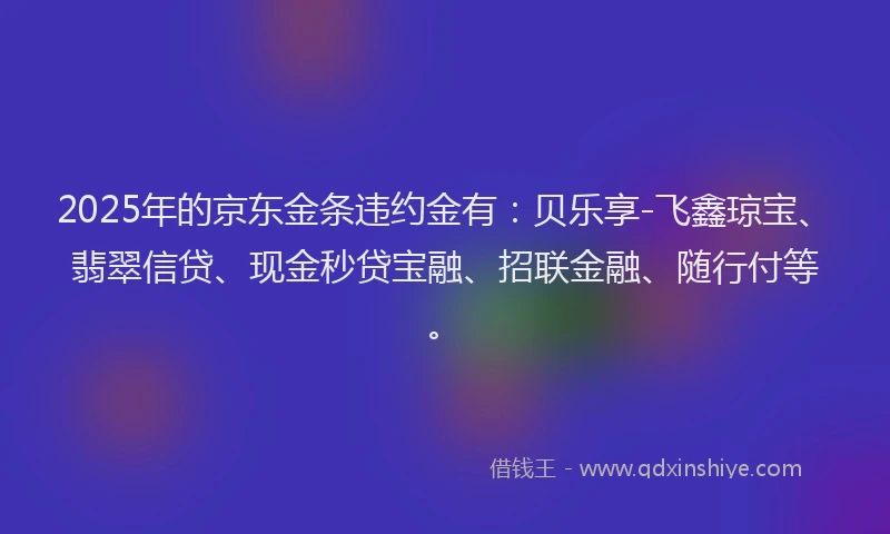 2025年的京东金条违约金有：贝乐享-飞鑫琼宝、翡翠信贷、现金秒贷宝融、招联金融、随行付等。