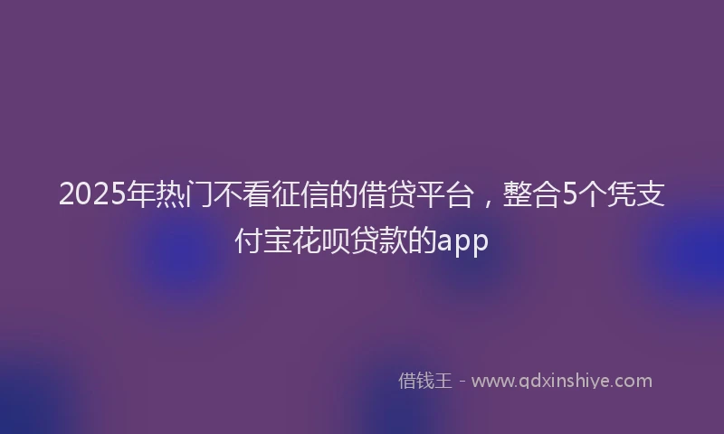2025年热门不看征信的借贷平台，整合5个凭支付宝花呗贷款的app