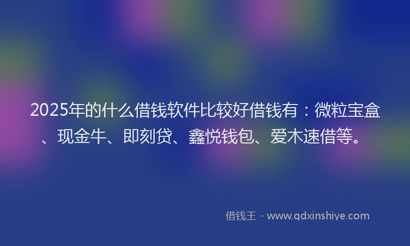 2025年的什么借钱软件比较好借钱有：微粒宝盒、现金牛、即刻贷、鑫悦钱包、爱木速借等。