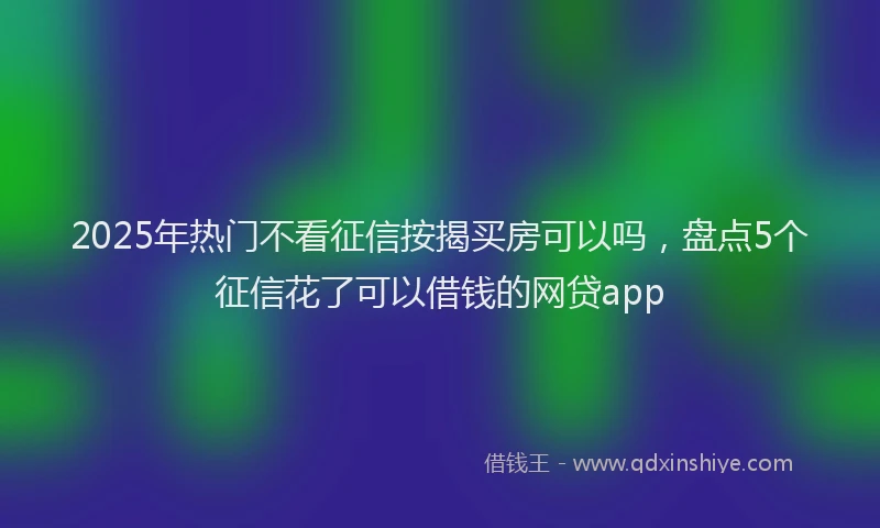2025年热门不看征信按揭买房可以吗，盘点5个征信花了可以借钱的网贷app