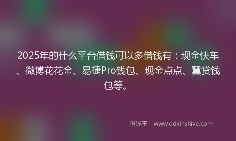 2025年的什么平台借钱可以多借钱有：现金快车、微博花花金、易捷Pro钱包、现金点点、翼贷钱包等。