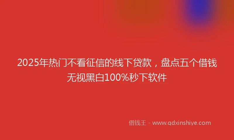 2025年热门不看征信的线下贷款，盘点五个借钱无视黑白100%秒下软件