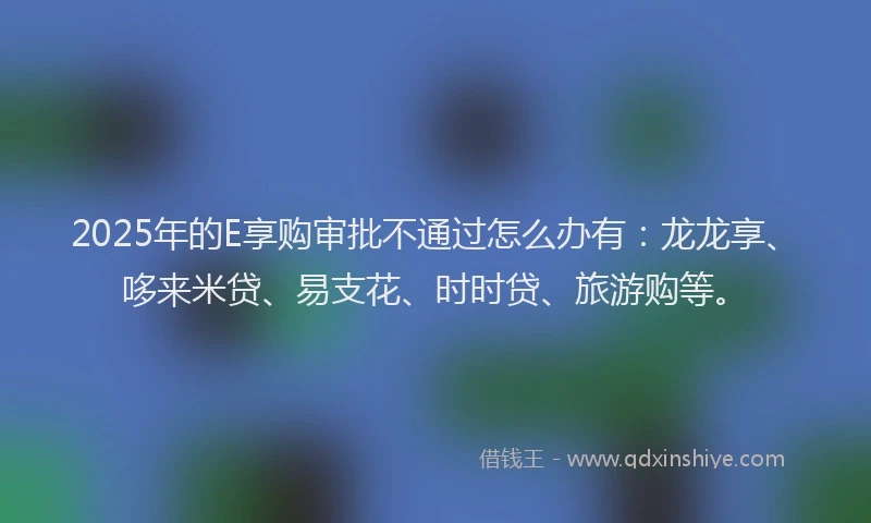 2025年的E享购审批不通过怎么办有：龙龙享、哆来米贷、易支花、时时贷、旅游购等。