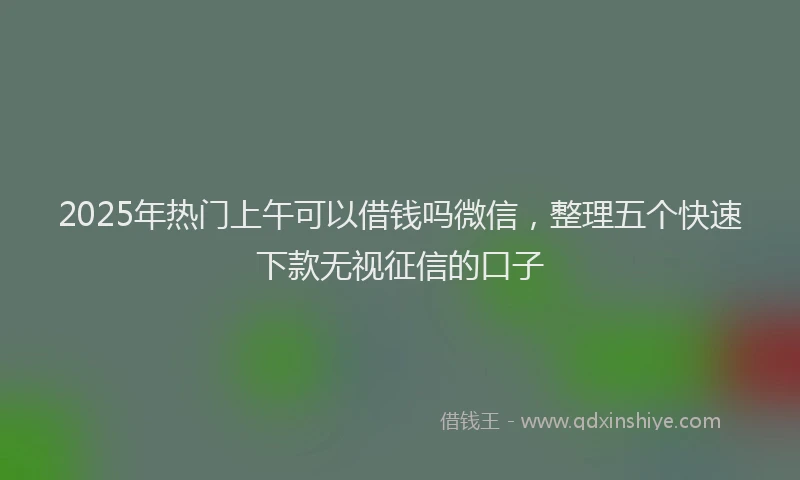 2025年热门上午可以借钱吗微信，整理五个快速下款无视征信的口子