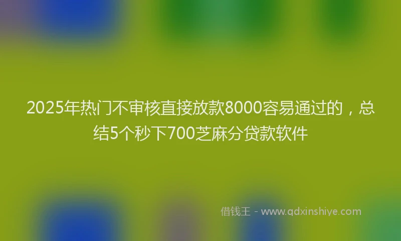2025年热门不审核直接放款8000容易通过的，总结5个秒下700芝麻分贷款软件