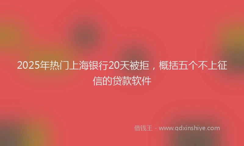2025年热门上海银行20天被拒，概括五个不上征信的贷款软件