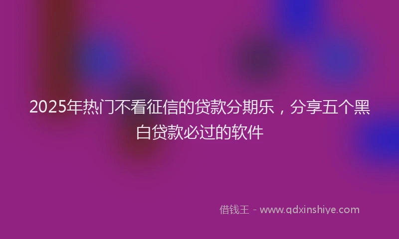 2025年热门不看征信的贷款分期乐，分享五个黑白贷款必过的软件