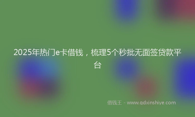2025年热门e卡借钱，梳理5个秒批无面签贷款平台