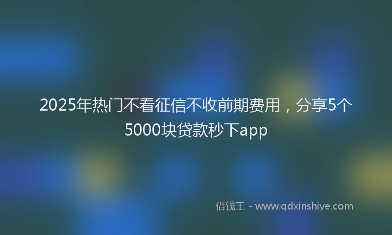 2025年热门不看征信不收前期费用，分享5个5000块贷款秒下app