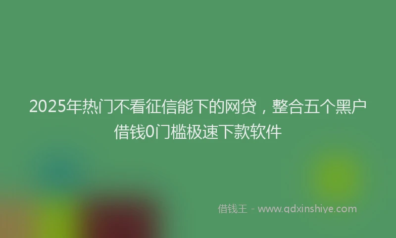 2025年热门不看征信能下的网贷，整合五个黑户借钱0门槛极速下款软件