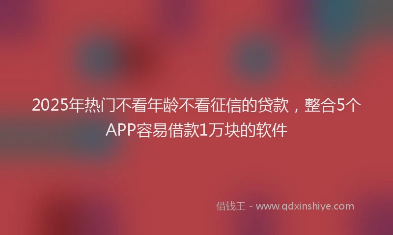 2025年热门不看年龄不看征信的贷款，整合5个APP容易借款1万块的软件