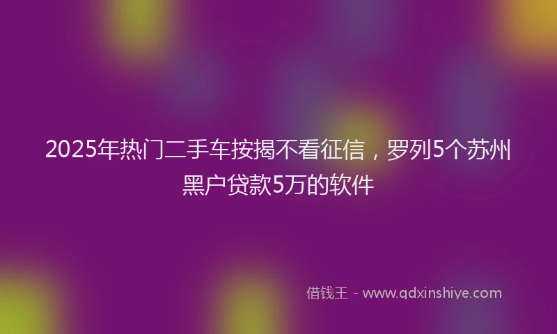 2025年热门二手车按揭不看征信，罗列5个苏州黑户贷款5万的软件
