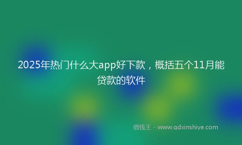 2025年热门什么大app好下款，概括五个11月能贷款的软件